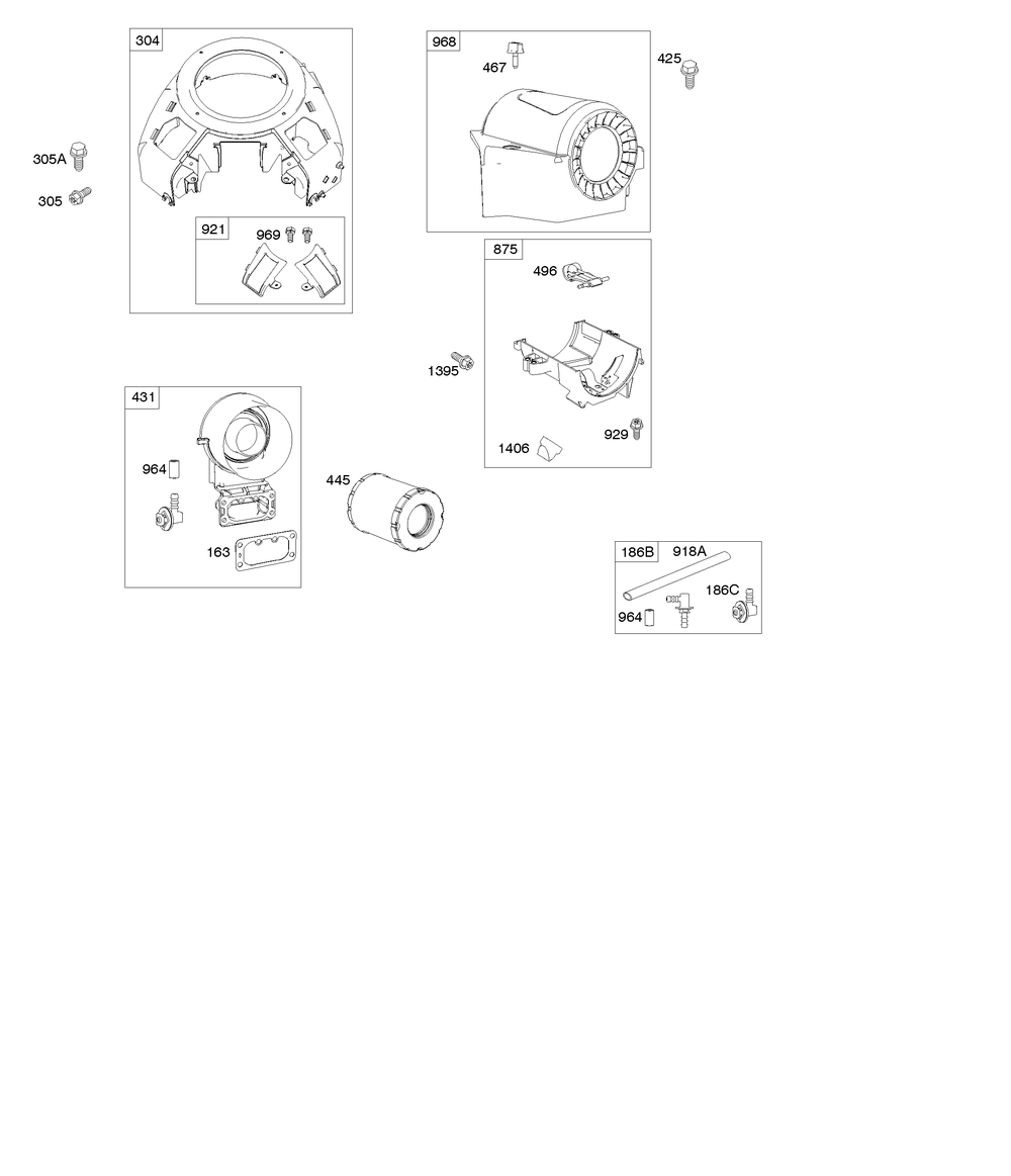 Blower Housing, Air Cleaner Diagram and Parts List for 44Q977-0277-B1 400000 - 699999 Briggs and Stratton Engine